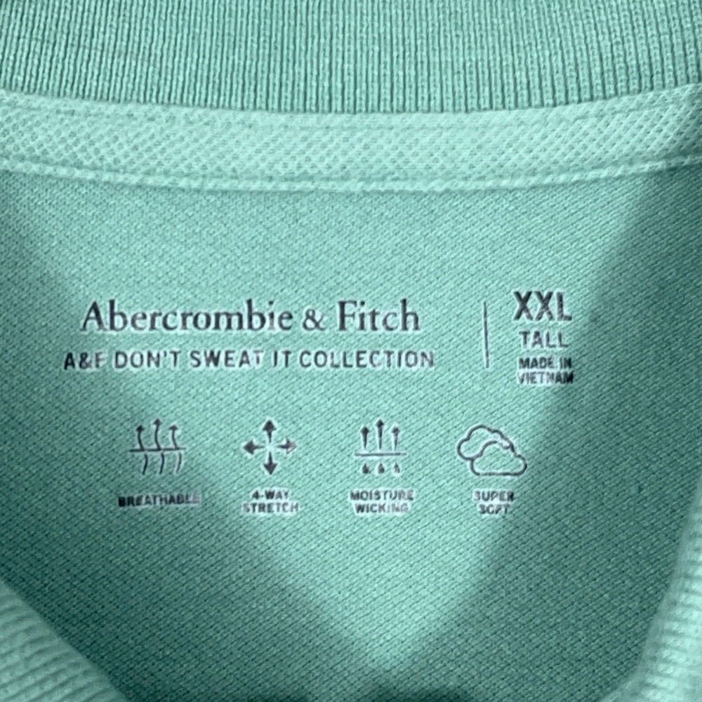 Abercrombie & Fitch Mens XXL Tall Polo Shirt Green Dont Sweat It - Picture 5 of 11